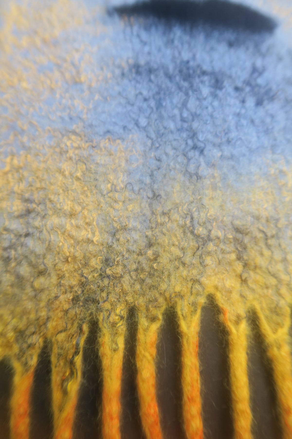Dusty Blue, Golden Yellow & Orange Felted Merino Wool Scarf