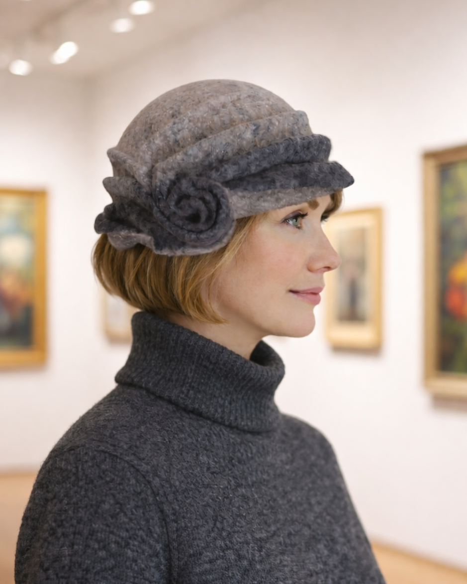 "A Shell" – Sculptural Merino Wool Hat, Art wear, Wearable art