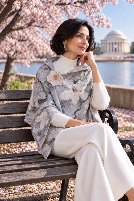 Magnolia Bloom shawl lifestyle visualization