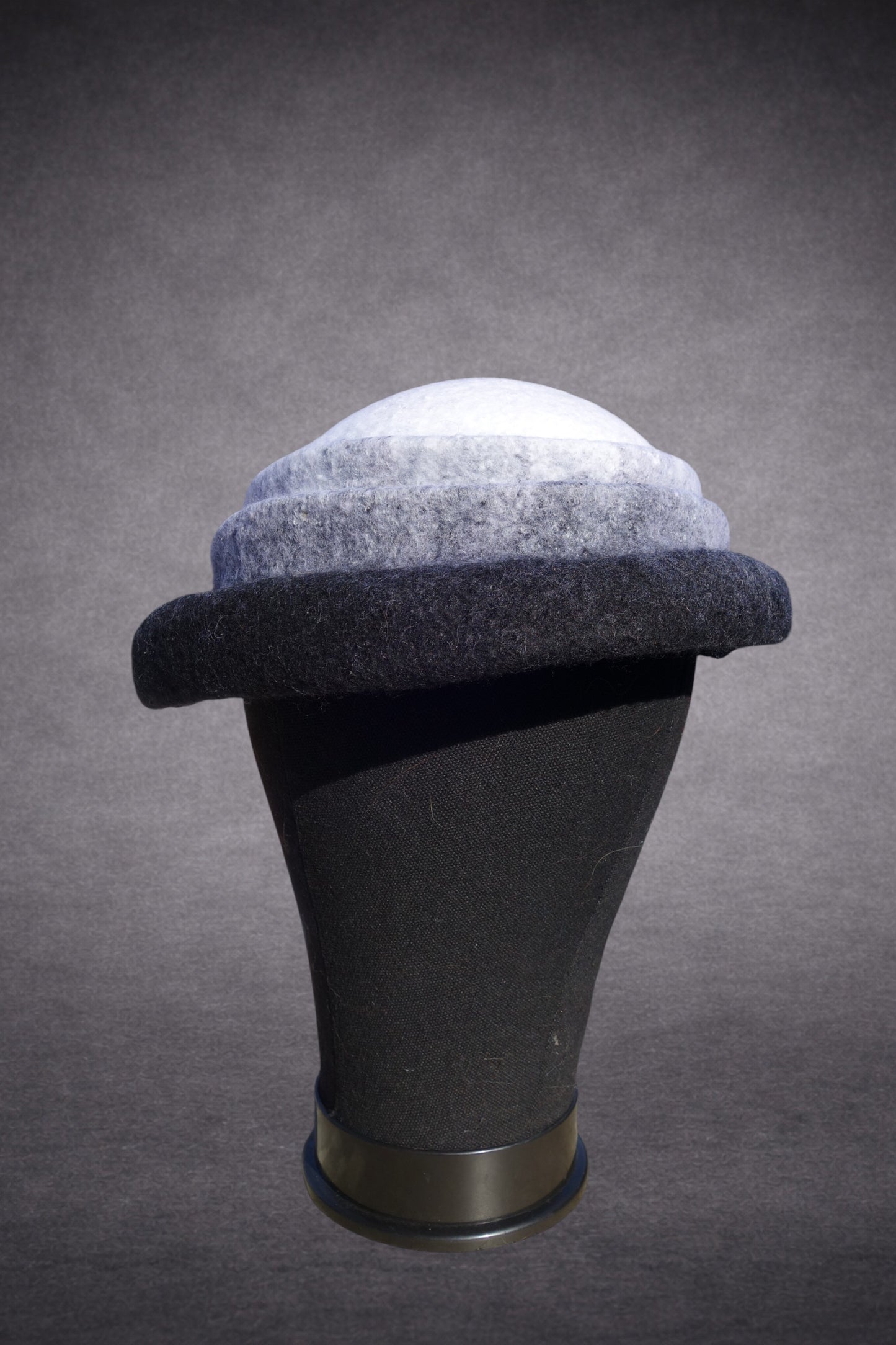 Handmade Merino Wool sculptural Hat - Monochrome organic form