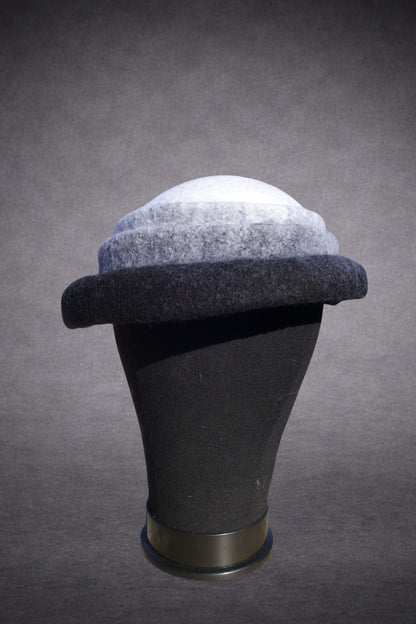Handmade Merino Wool sculptural Hat - Monochrome organic form