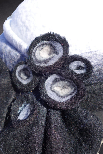 Handmade Merino Wool sculptural Hat - Monochrome organic form