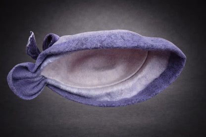 Hand Felted Merino Wool Cloche – Lavender Purple Bow, Packable Winter Hat