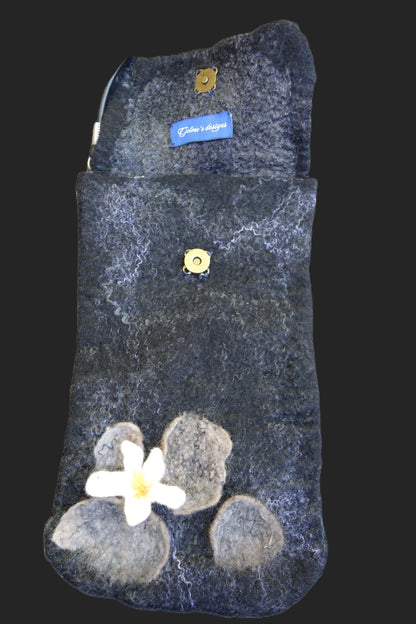 Beauty Through the Cracks in the Stone crossbody bag, open view showing magnetic closure