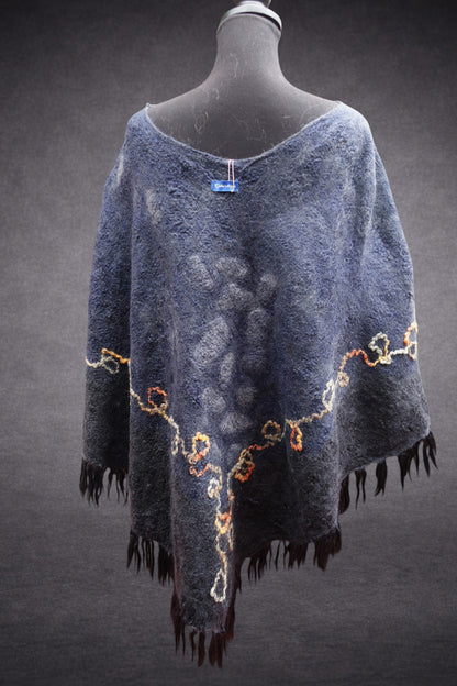 When Beauty Comes Through the Cracks of Stone — Reversible Hand-Felted Merino Wool Poncho