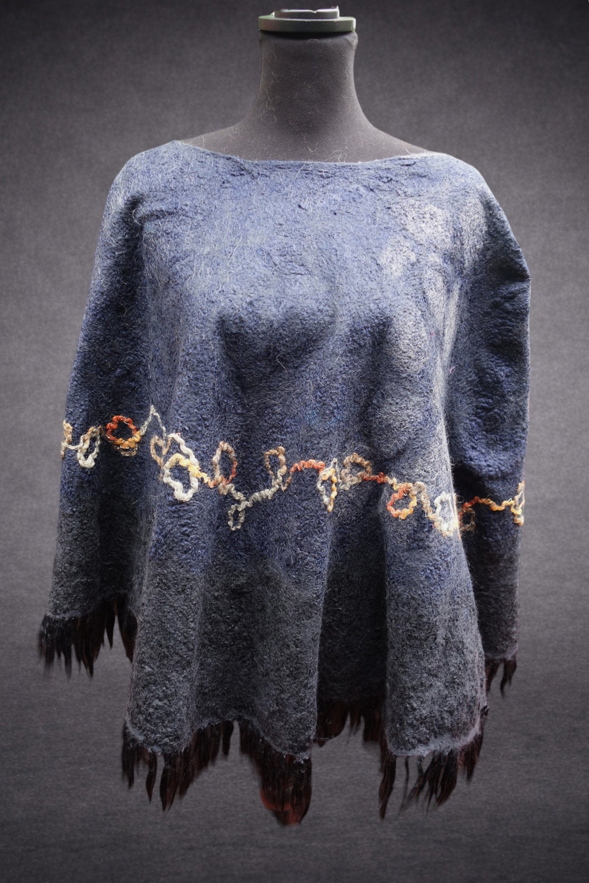 When Beauty Comes Through the Cracks of Stone — Reversible Hand-Felted Merino Wool Poncho