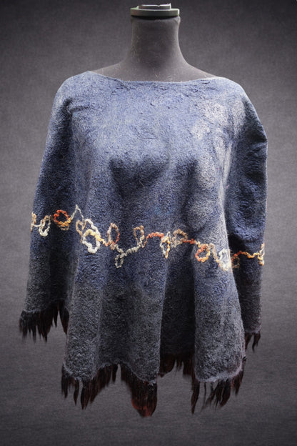 When Beauty Comes Through the Cracks of Stone — Reversible Hand-Felted Merino Wool Poncho