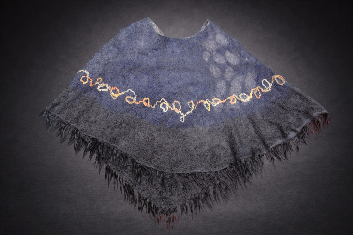 When Beauty Comes Through the Cracks of Stone — Reversible Hand-Felted Merino Wool Poncho
