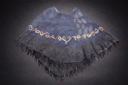 When Beauty Comes Through the Cracks of Stone — Reversible Hand-Felted Merino Wool Poncho
