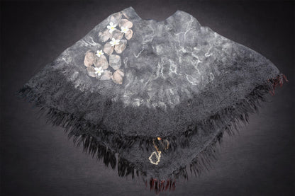 When Beauty Comes Through the Cracks of Stone — Reversible Hand-Felted Merino Wool Poncho