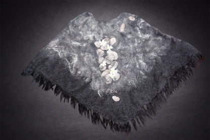 When Beauty Comes Through the Cracks of Stone — Reversible Hand-Felted Merino Wool Poncho