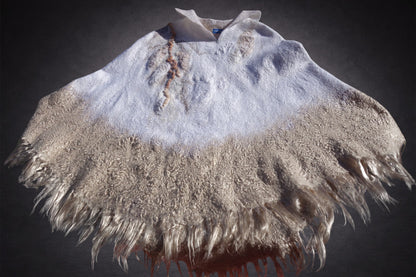 Ivory Sands reversible nuno-felted poncho on mannequin, front view