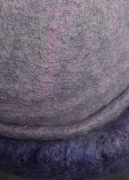 Hand Felted Merino Wool Cloche – Lavender Purple Bow, Packable Winter Hat