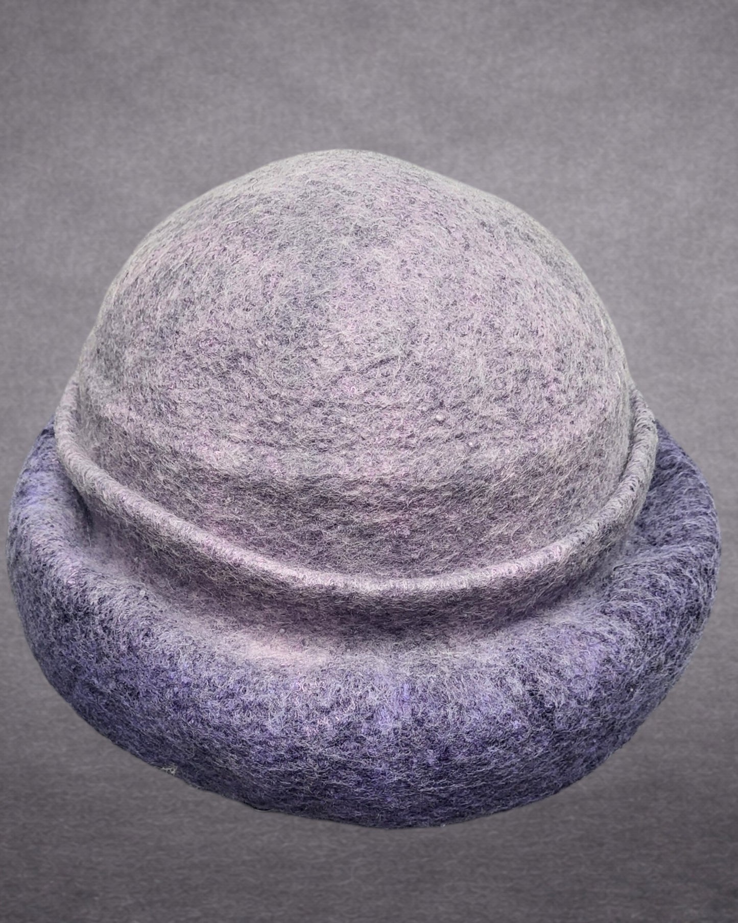 Hand Felted Merino Wool Cloche – Lavender Purple Bow, Packable Winter Hat