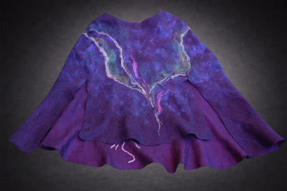 Northern Lights — Purple, Blue & Green Reversible Hand-Felted Poncho