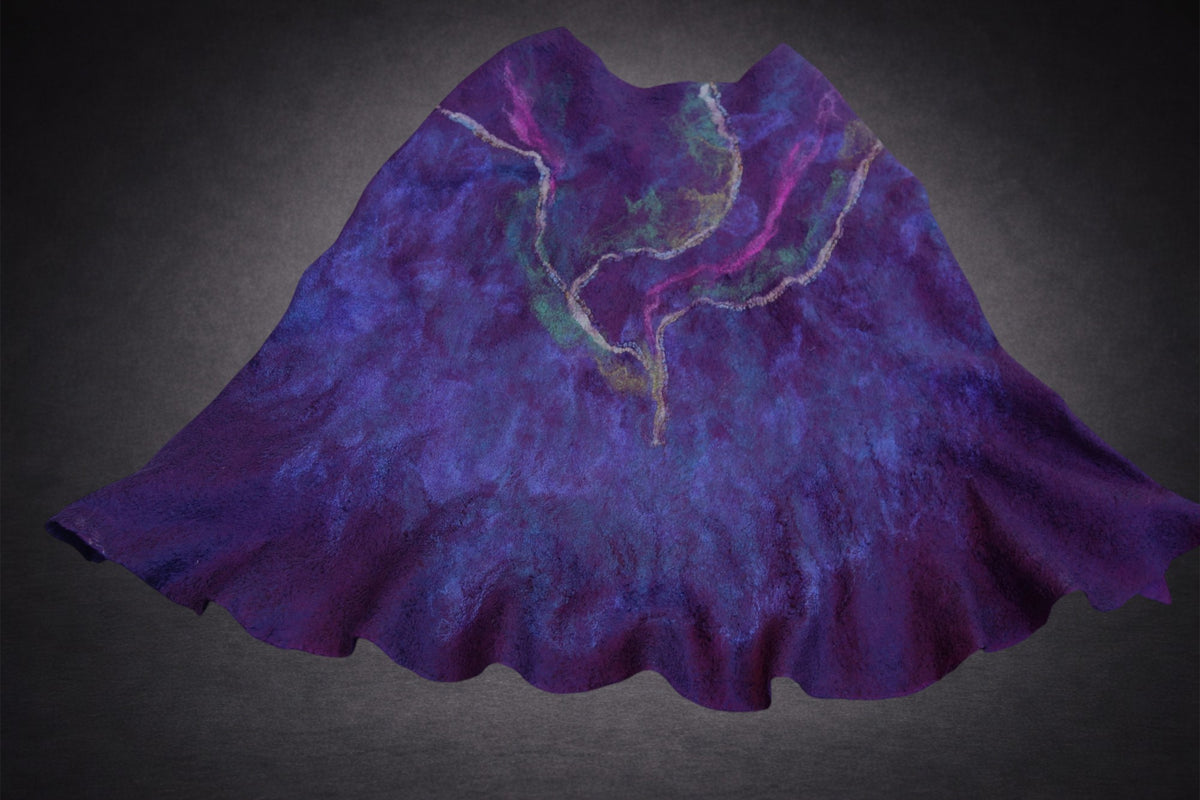 Northern Lights — Purple, Blue & Green Reversible Hand-Felted Poncho