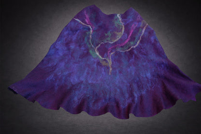 Northern Lights — Purple, Blue & Green Reversible Hand-Felted Poncho