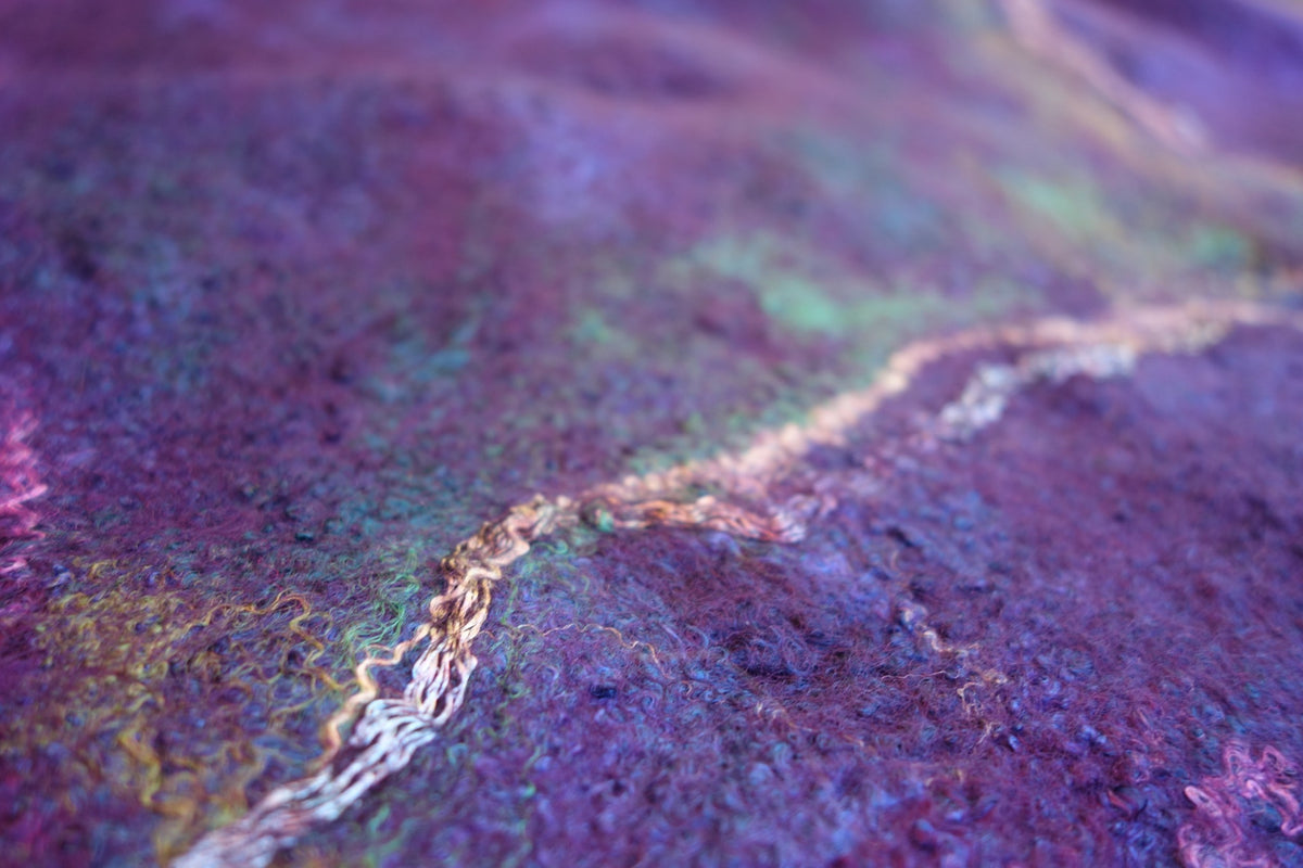 Close-up of silk and Tencel texture on Northern Lights poncho