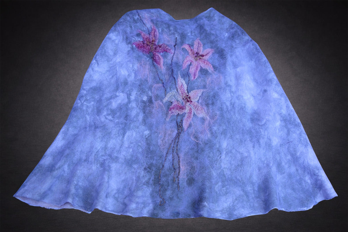 Lilies in the Morning Fog poncho cape laid flat, back side