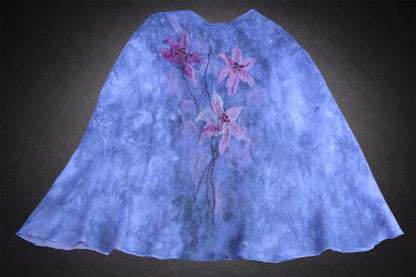 Lilies in the Morning Fog poncho cape laid flat, back side