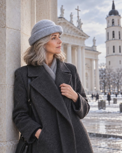 Silver Grey Asymmetric Hand-Felted Hat