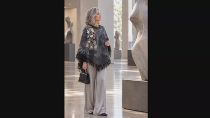When Beauty Comes Through the Cracks of Stone — Reversible Hand-Felted Merino Wool Poncho